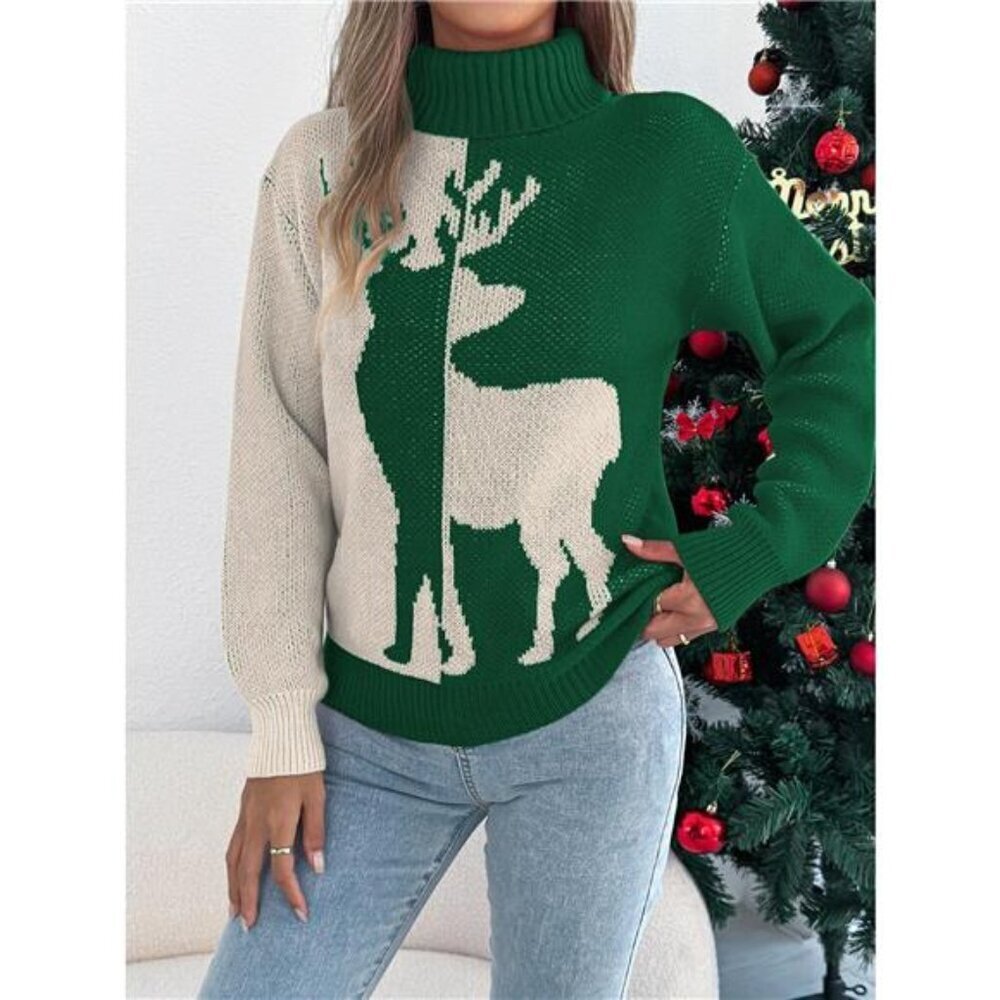 Christmas Reindeer Turtleneck Sweater
